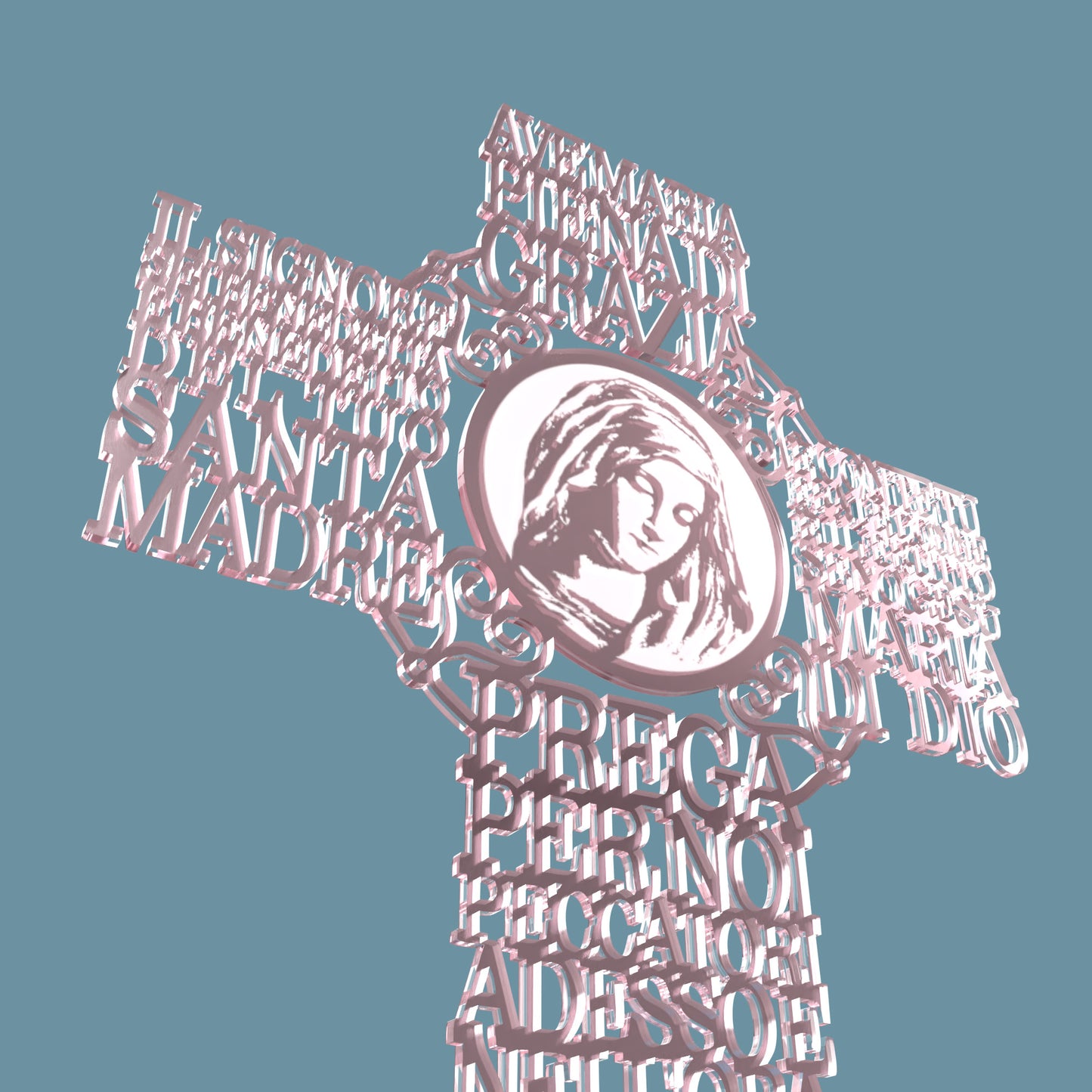 Italian Hail Mary Prayer Picture Cross (Ave O Maria Croce) -Laser Cut File - The X Laser Files