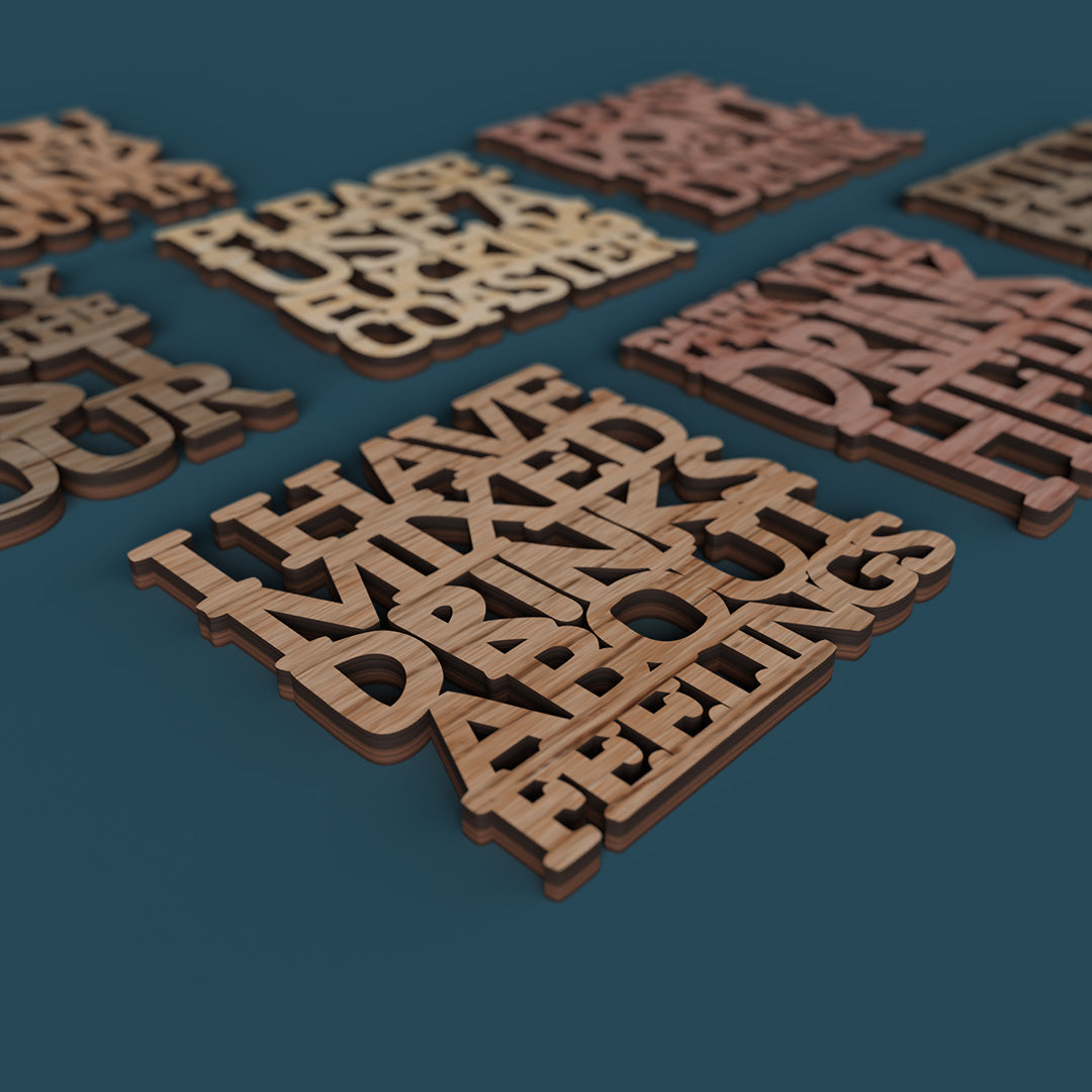 Don't f**k up the table coasters - Laser cut vector file