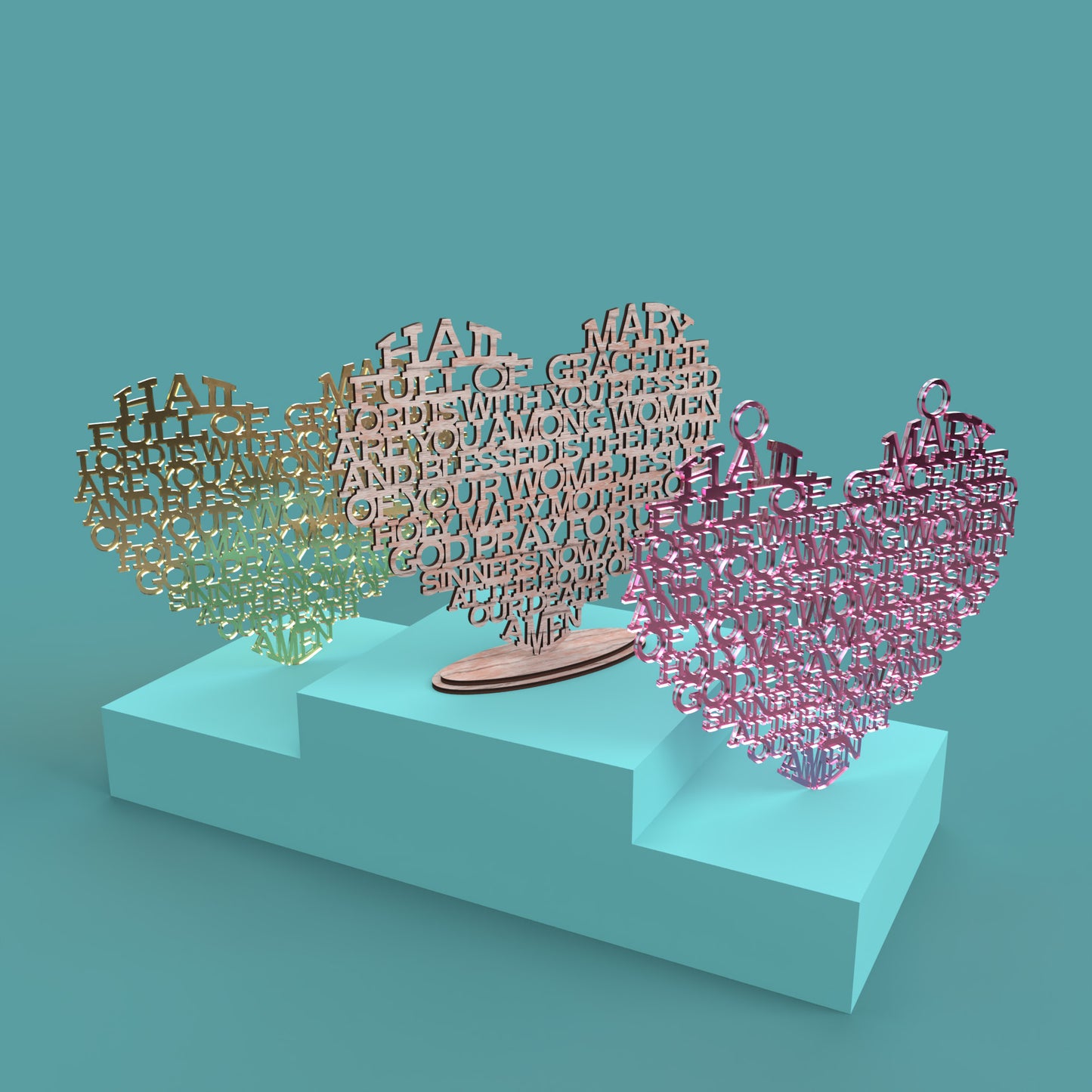 Heart Hail Mary Modern -Laser Cut File - The X Laser Files