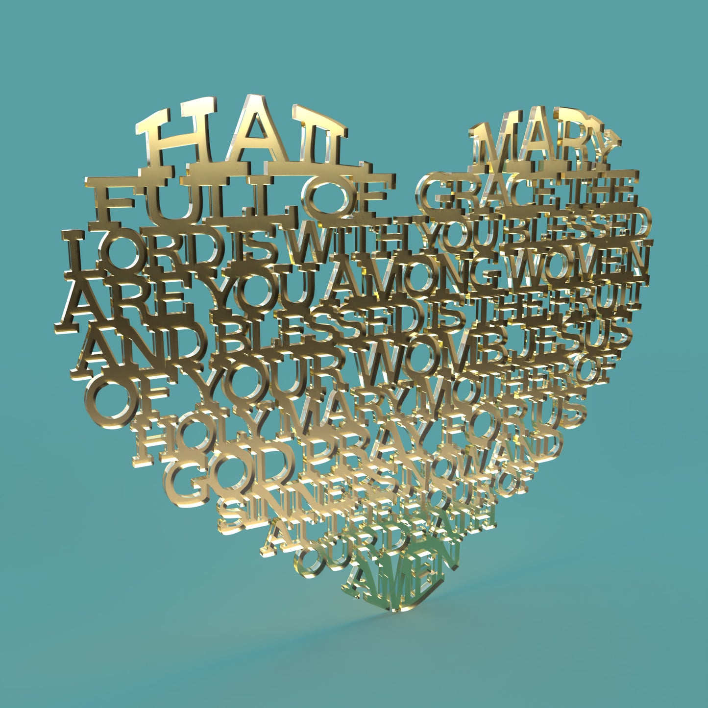 Heart Hail Mary Modern -Laser Cut File - The X Laser Files