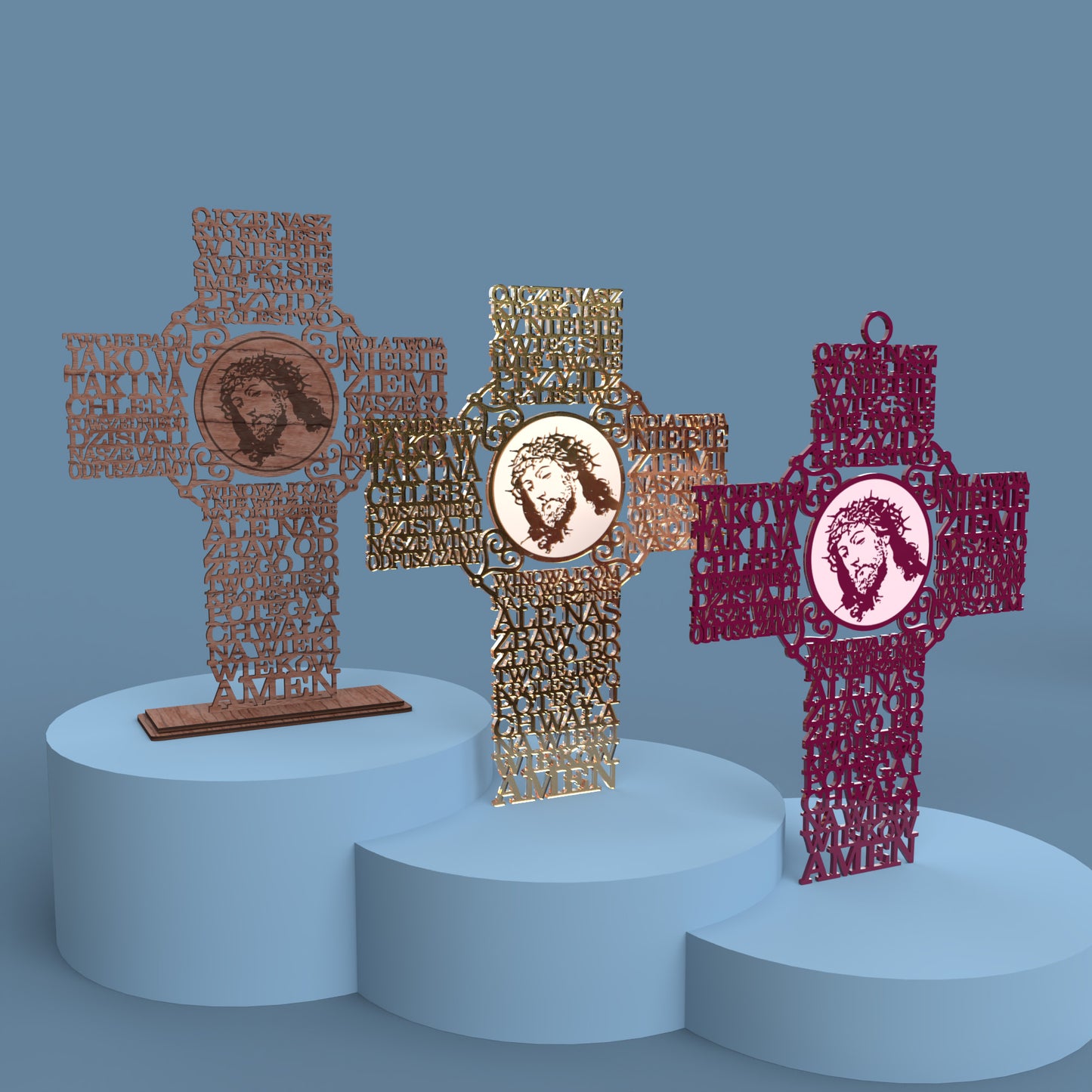 Polish Lord's Prayer Cross with Picture (Ojcze nasz krzyż) -Laser Cut File - The X Laser Files