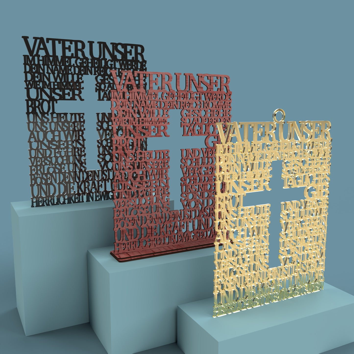 Square with Cross German Lord's Prayer (Vater Unser Kreuz) -Laser Cut File - The X Laser Files