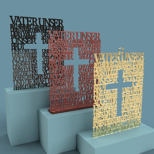 Square with Cross German Lord's Prayer (Vater Unser Kreuz) -Laser Cut File - The X Laser Files