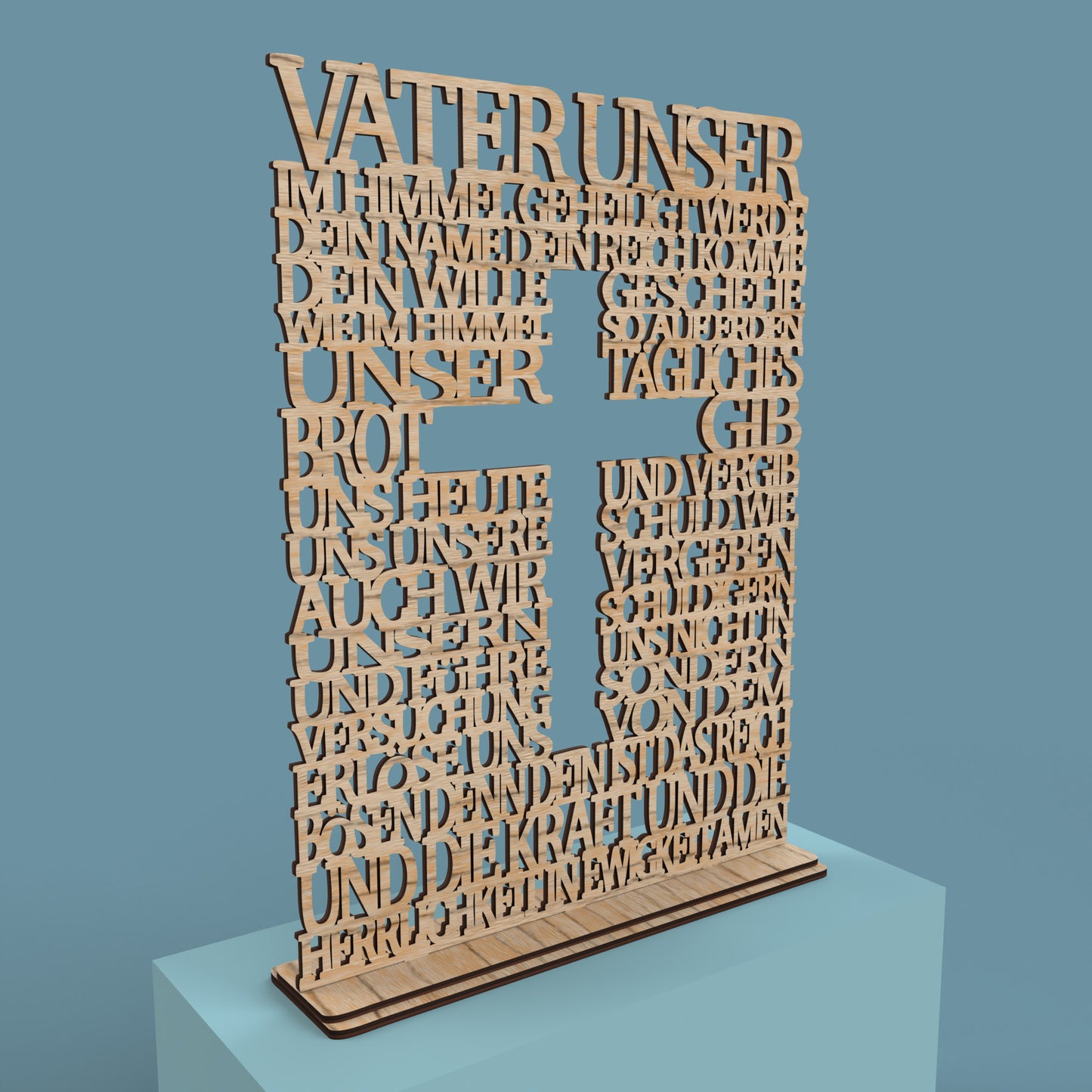 Square with Cross German Lord's Prayer (Vater Unser Kreuz) -Laser Cut File - The X Laser Files