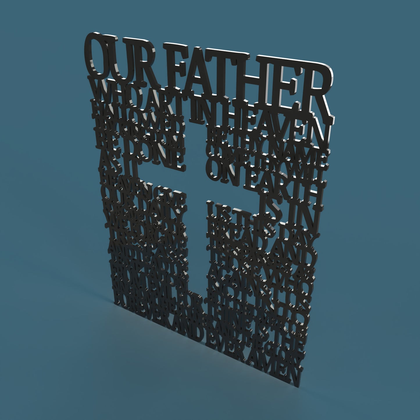 Lord's Prayer (Our Father) Square with Cross Extended Version -Laser Cut File - The X Laser Files