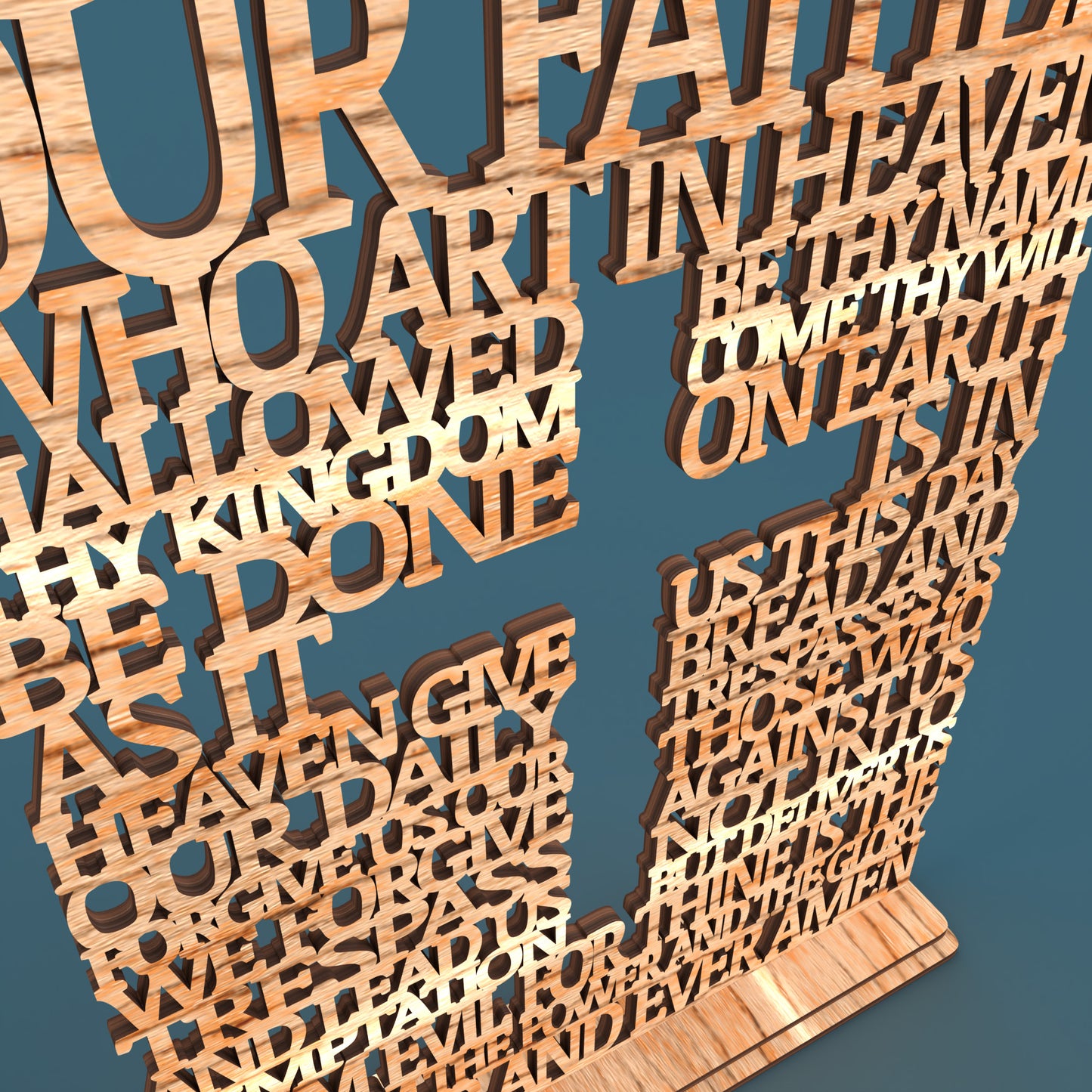 Lord's Prayer (Our Father) Square with Cross Extended Version -Laser Cut File - The X Laser Files