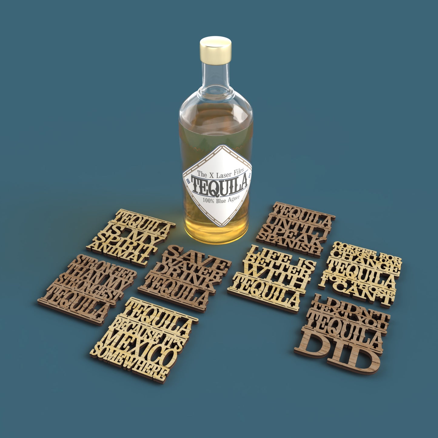 Tequila Coasters -Laser Cut File - The X Laser Files