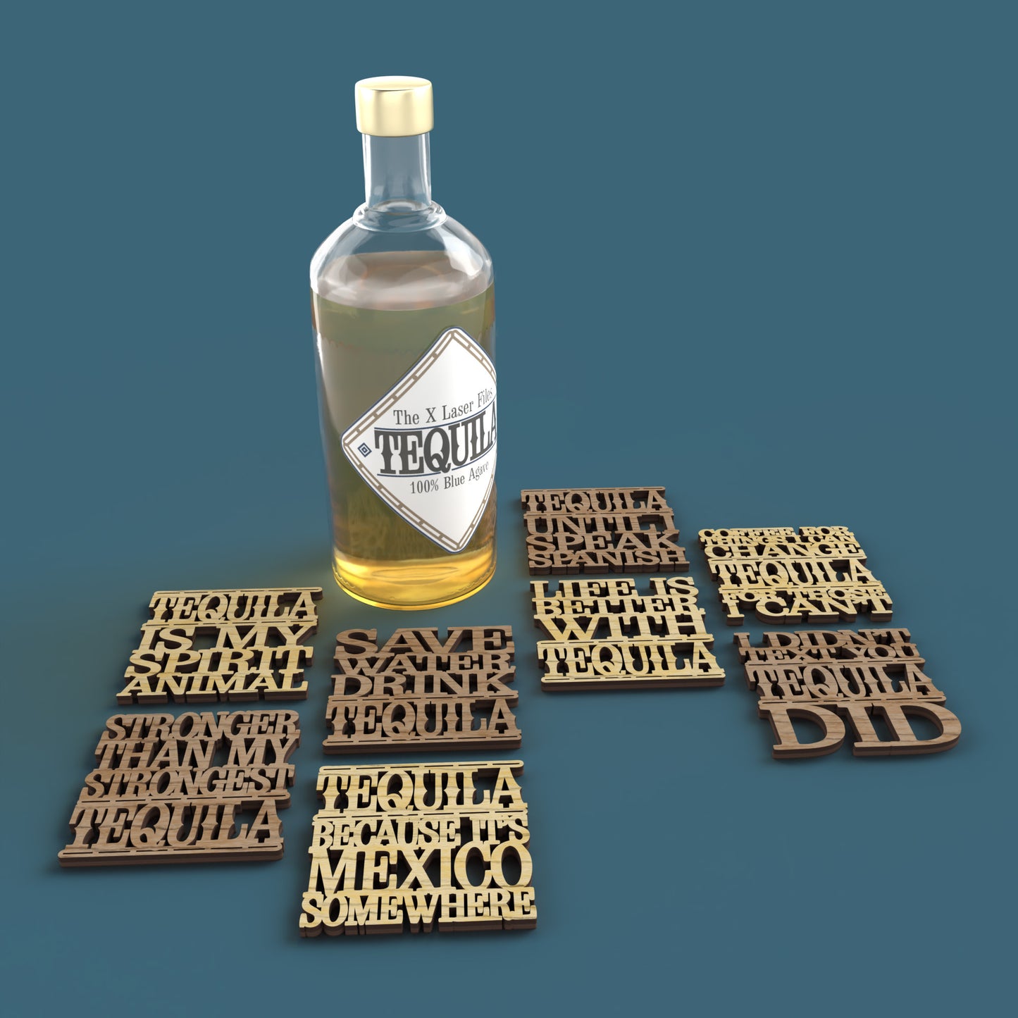 Tequila Coasters -Laser Cut File - The X Laser Files