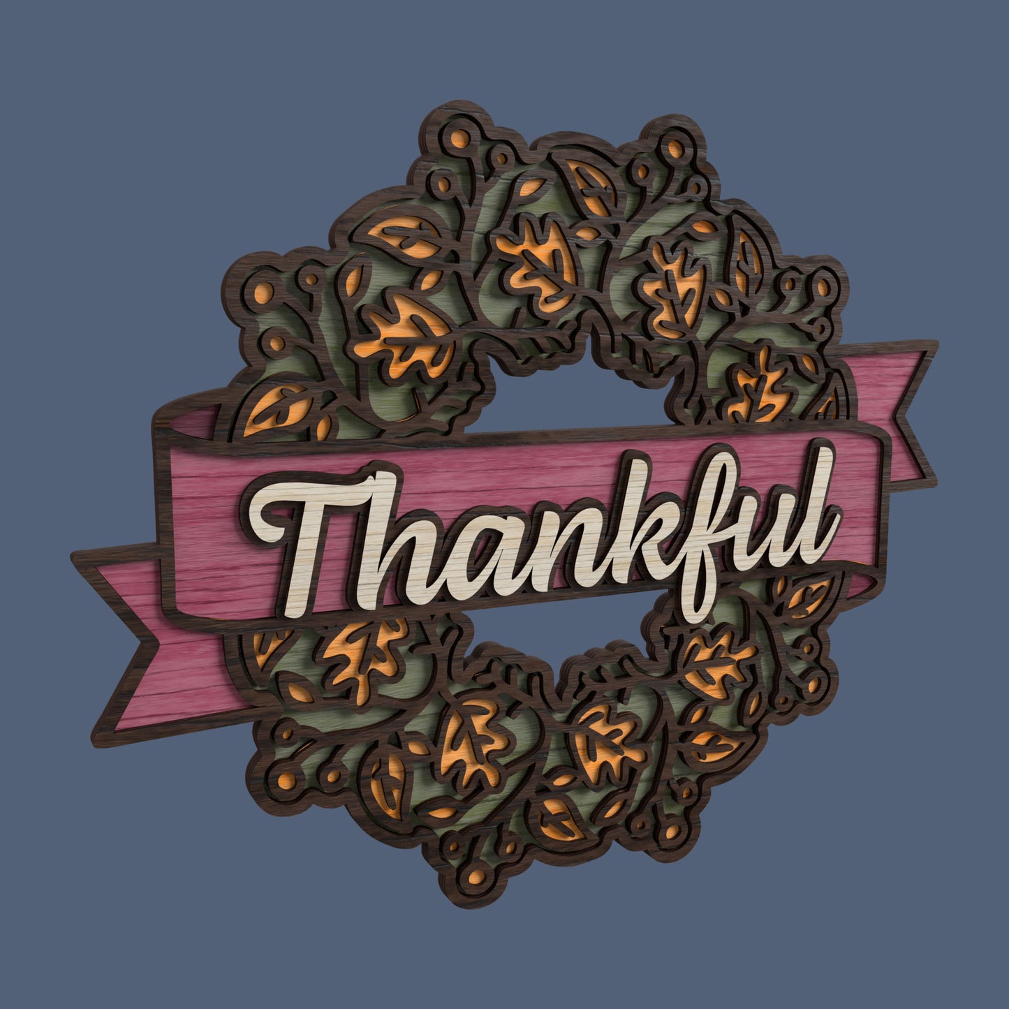 Fall & Thanksgiving Wreath -Laser Cut File - The X Laser Files