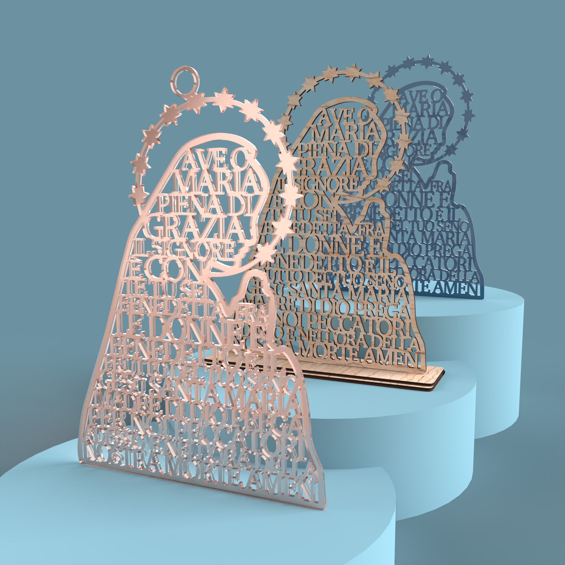 Ave o Maria (Italian Hail Mary) Prayer Virgin -Laser Cut File - The X Laser Files