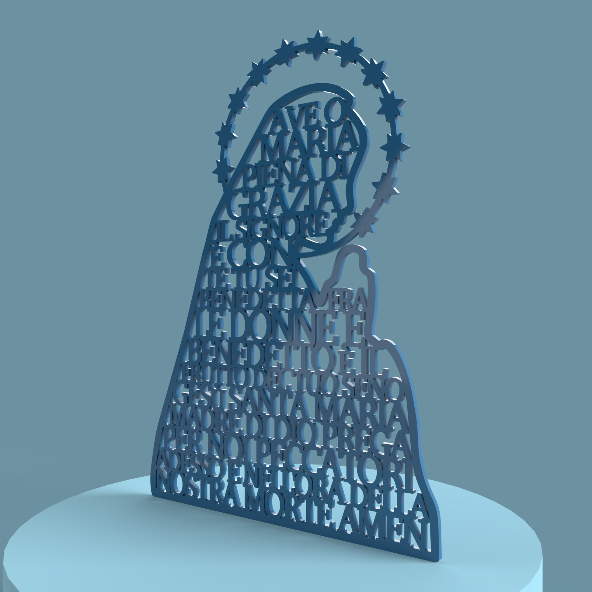 Ave o Maria (Italian Hail Mary) Prayer Virgin -Laser Cut File - The X Laser Files