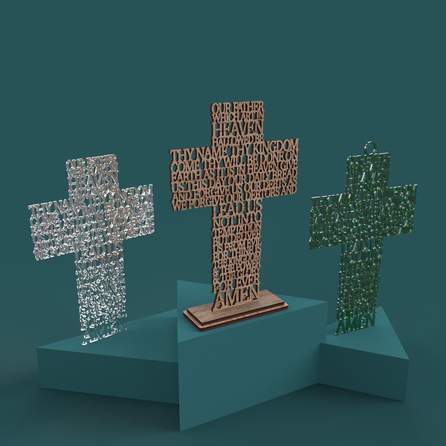 Lord's Prayer (Our Father) Cross KJV (King James Version) -Laser Cut File - The X Laser Files