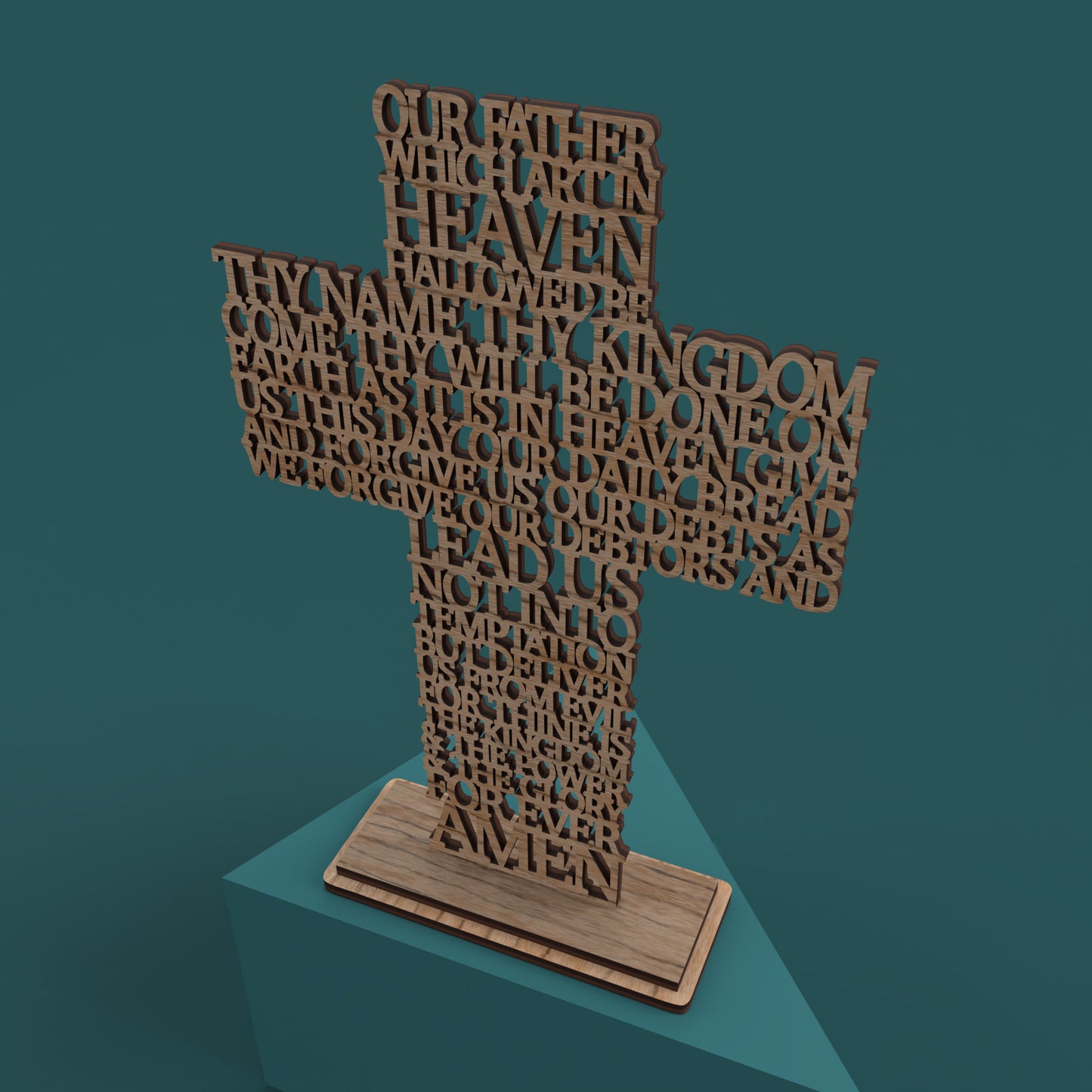 Lord's Prayer (Our Father) Cross KJV (King James Version) -Laser Cut File - The X Laser Files