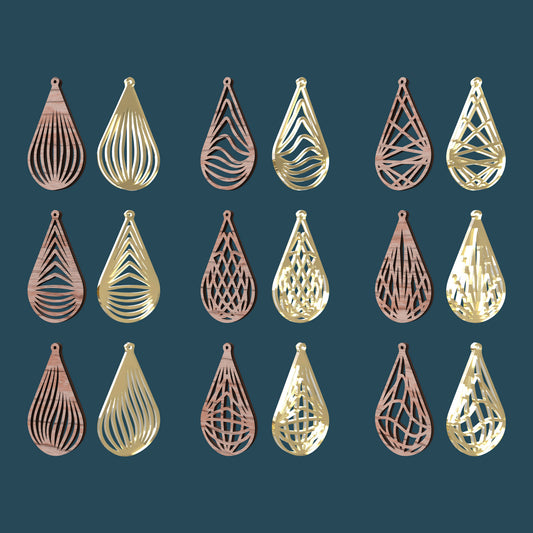 Drop Geometric Earrings -Laser Cut File - The X Laser Files