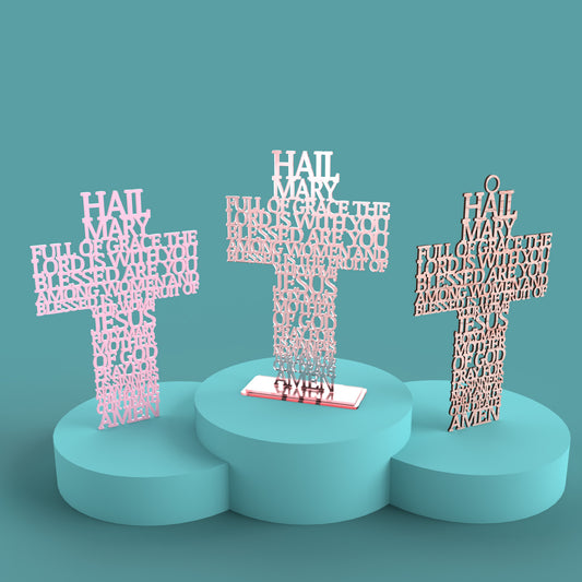 Modern Hail Mary Cross -Laser Cut File - The X Laser Files