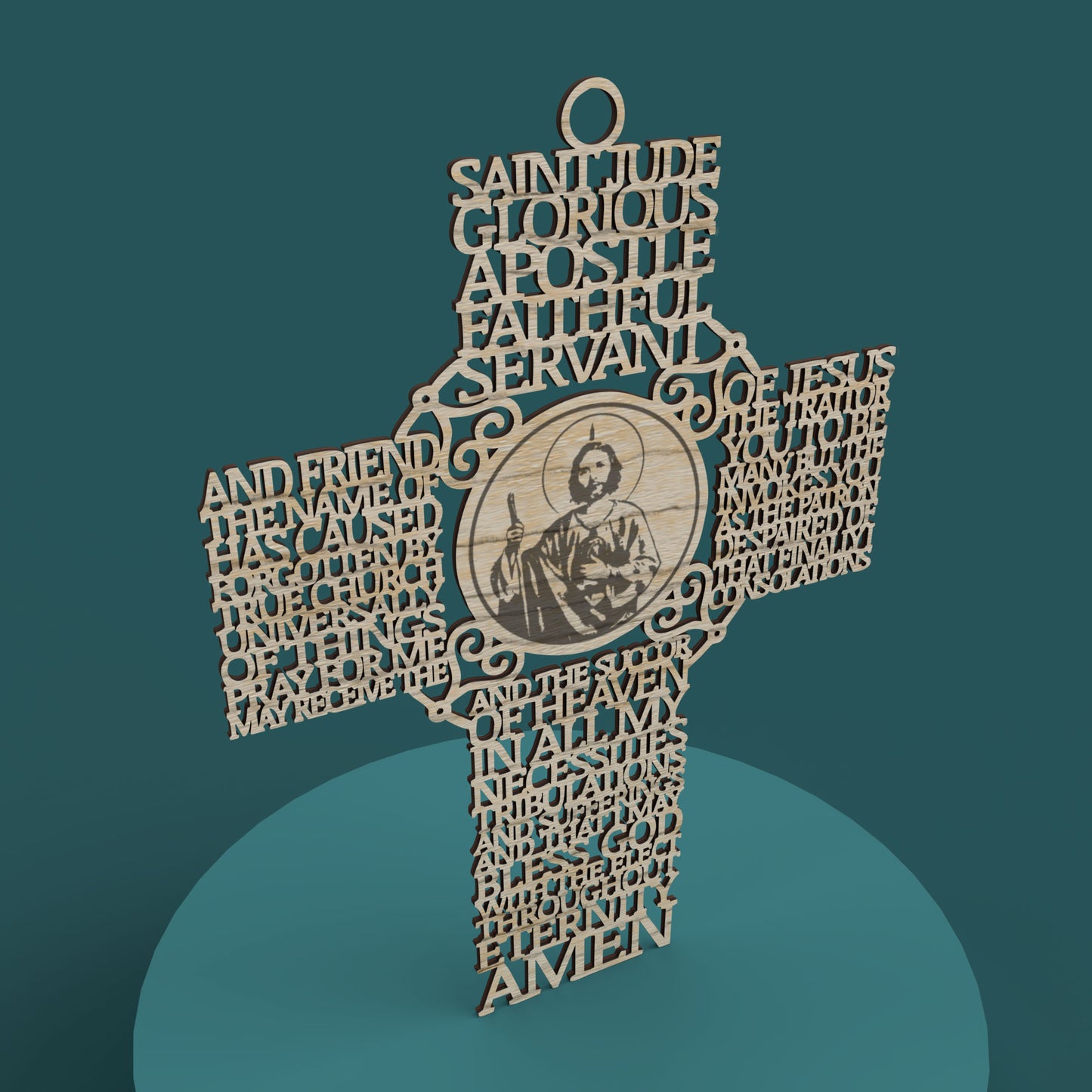 St Jude Picture Cross -Laser Cut File - The X Laser Files