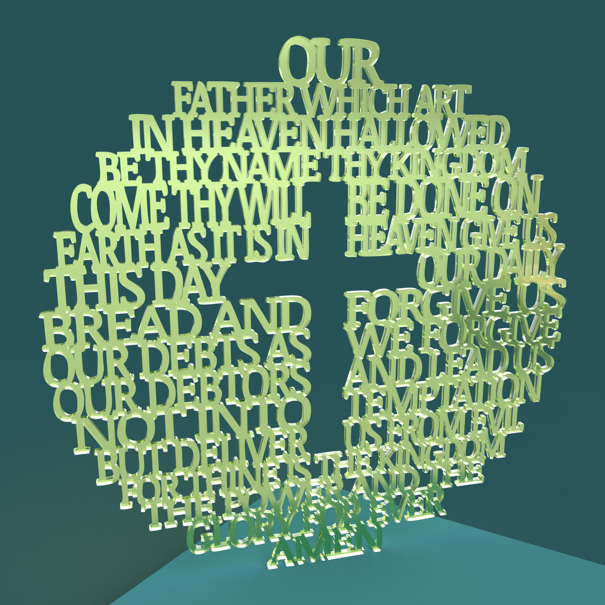 Lord's Prayer (Our Father) Circle with Cross KJV Version