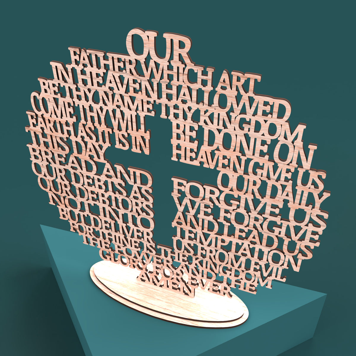 Lord's Prayer (Our Father) Circle with Cross KJV Version