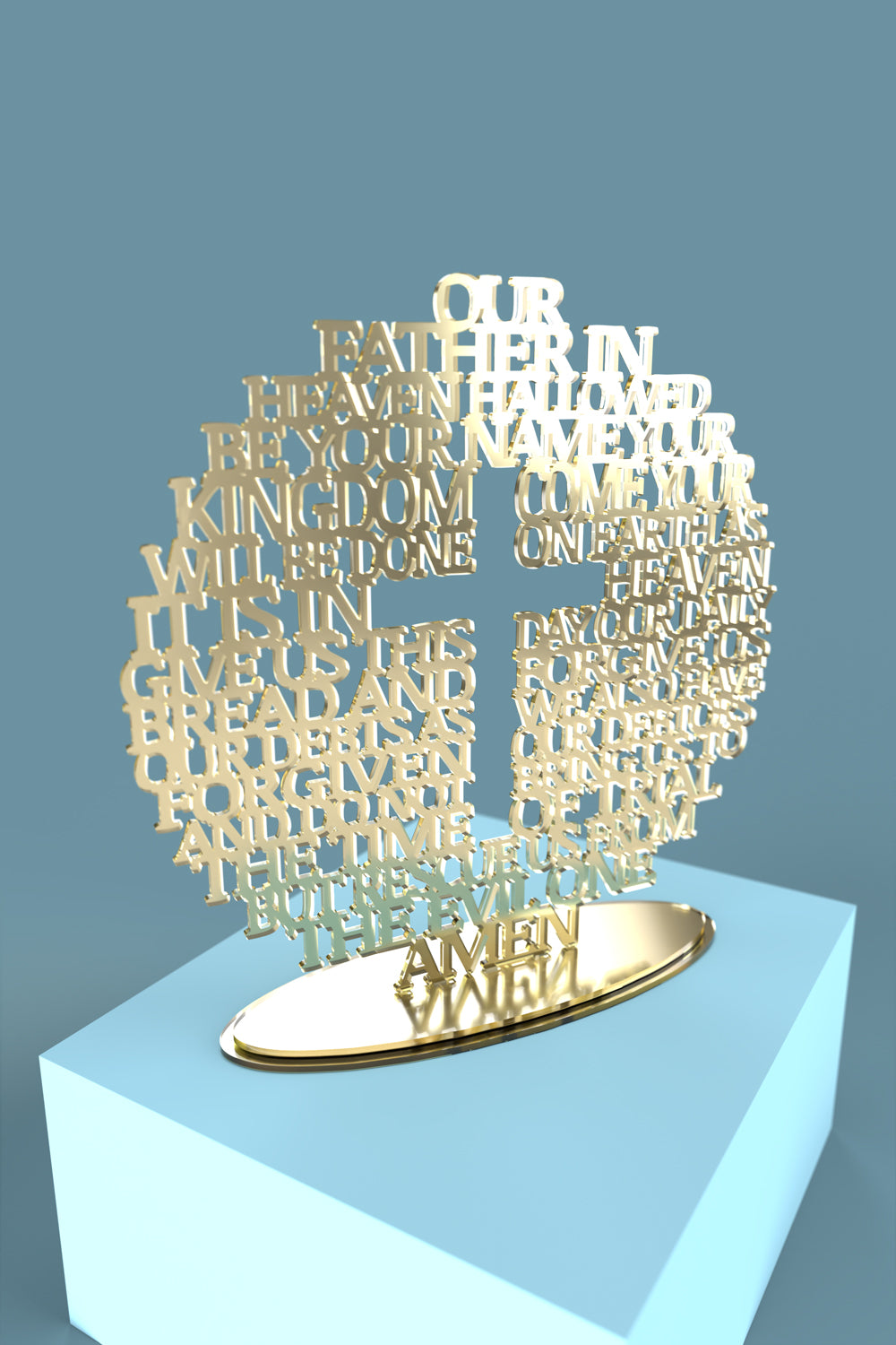 Lord's Prayer (Our Father) Circle with Cross Modern Version
