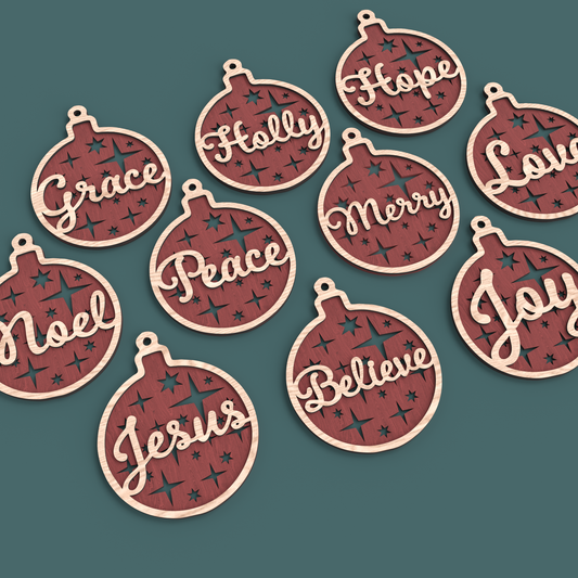 Christmas Words Ornaments