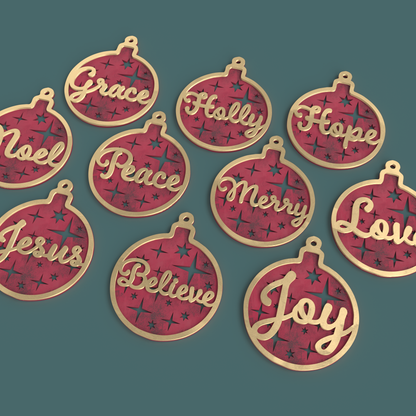 Christmas Words Ornaments