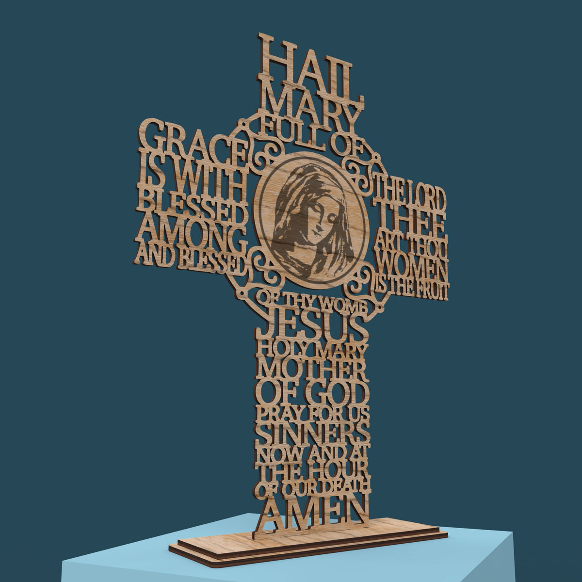 Hail Mary Picture Cross Traditional Version