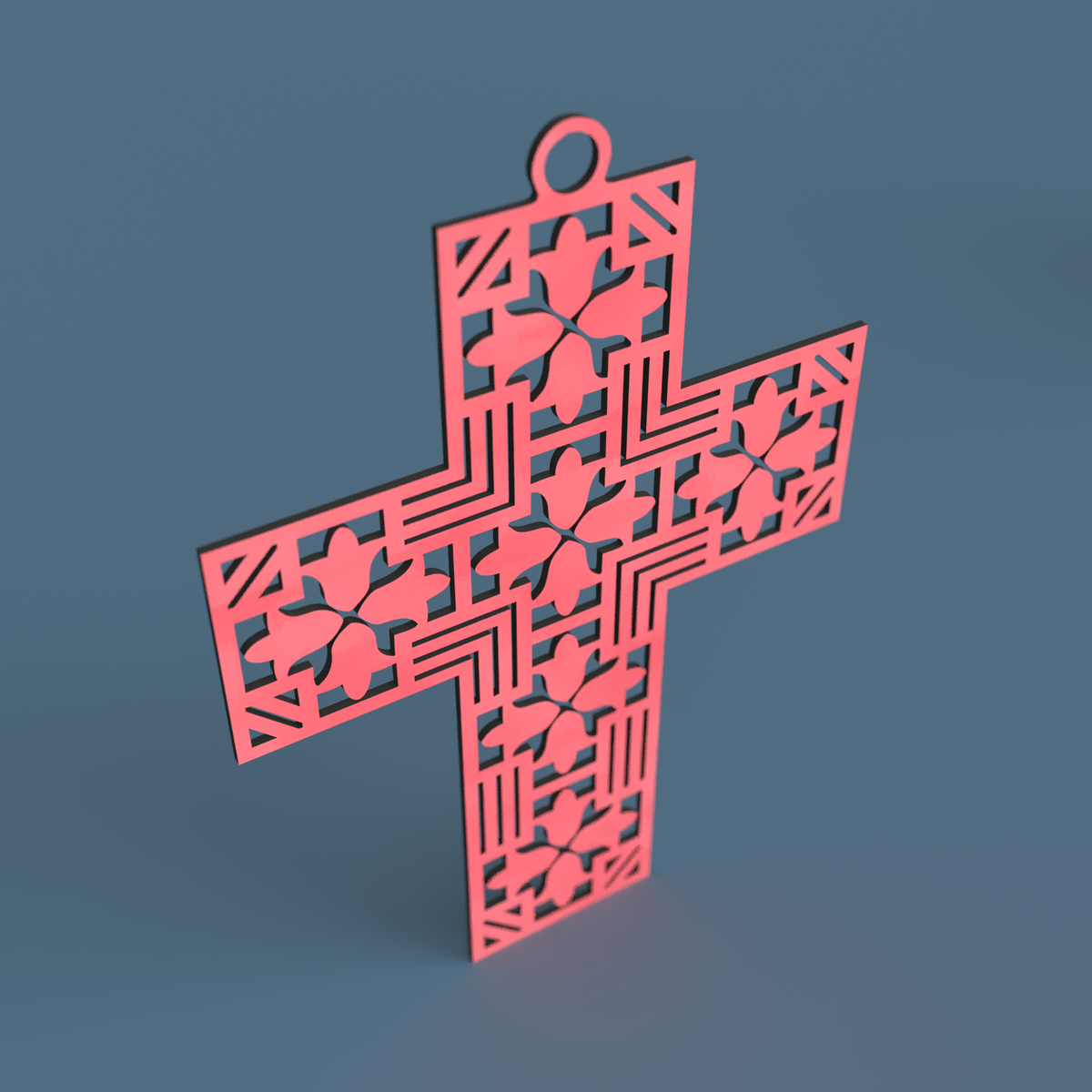 Floral Geometric Layered Cross
