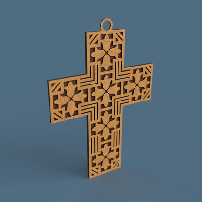 Floral Geometric Layered Cross
