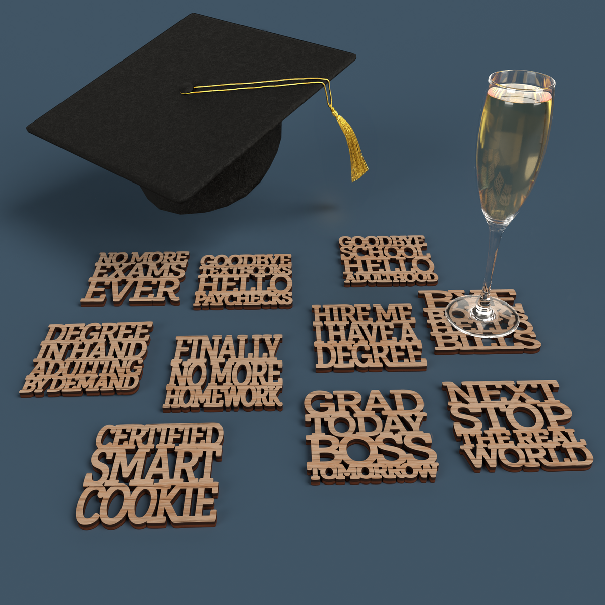 Graduation Coasters -Laser Cut File - The X Laser Files