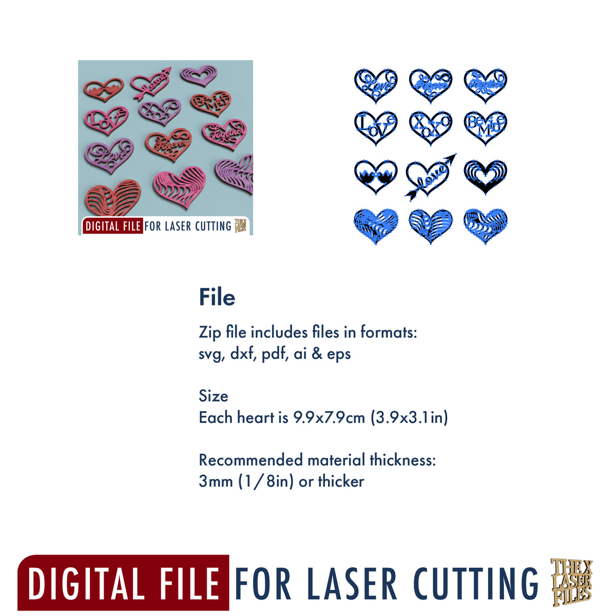 Valentine Hearts 12 Set