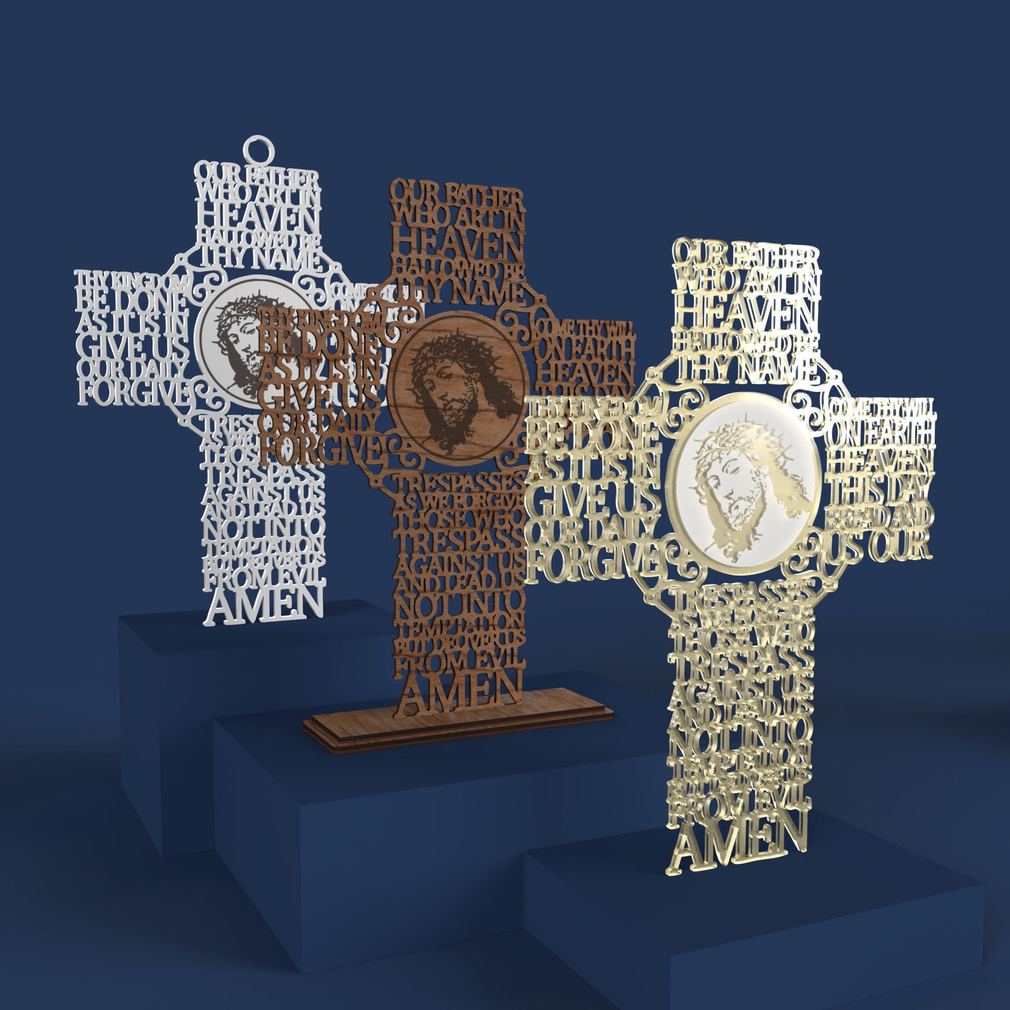 Lord's Prayer (Our Father) Picture Cross Traditional Version