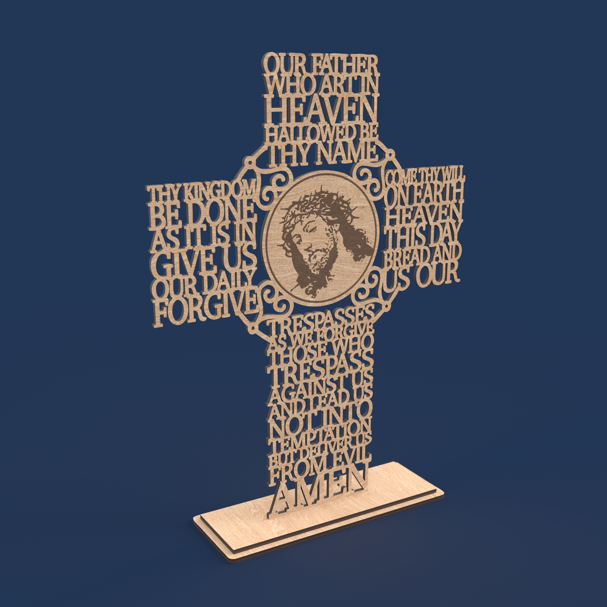 Lord's Prayer (Our Father) Picture Cross Traditional Version