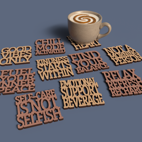Self-care Coasters -Laser Cut File - The X Laser Files