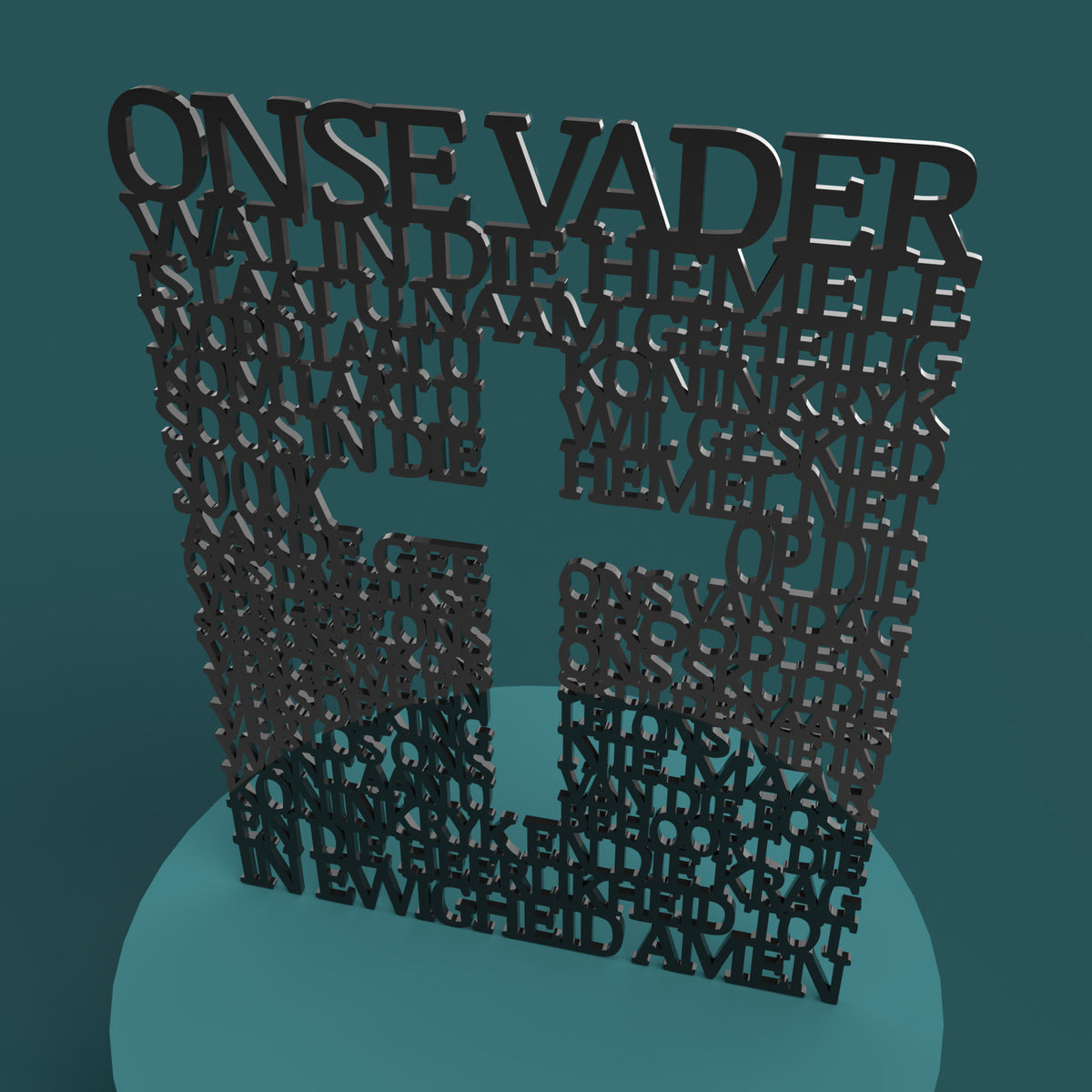 Square with Cross Afrikaans Lord's Prayer (Onse Vader Kruisbeeld)