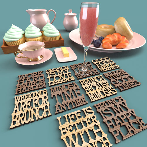 Brunch Coasters -Laser Cut File - The X Laser Files