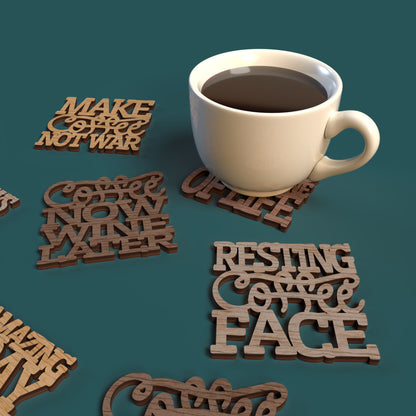 Coffee coasters with quotes -Laser Cut File - The X Laser Files