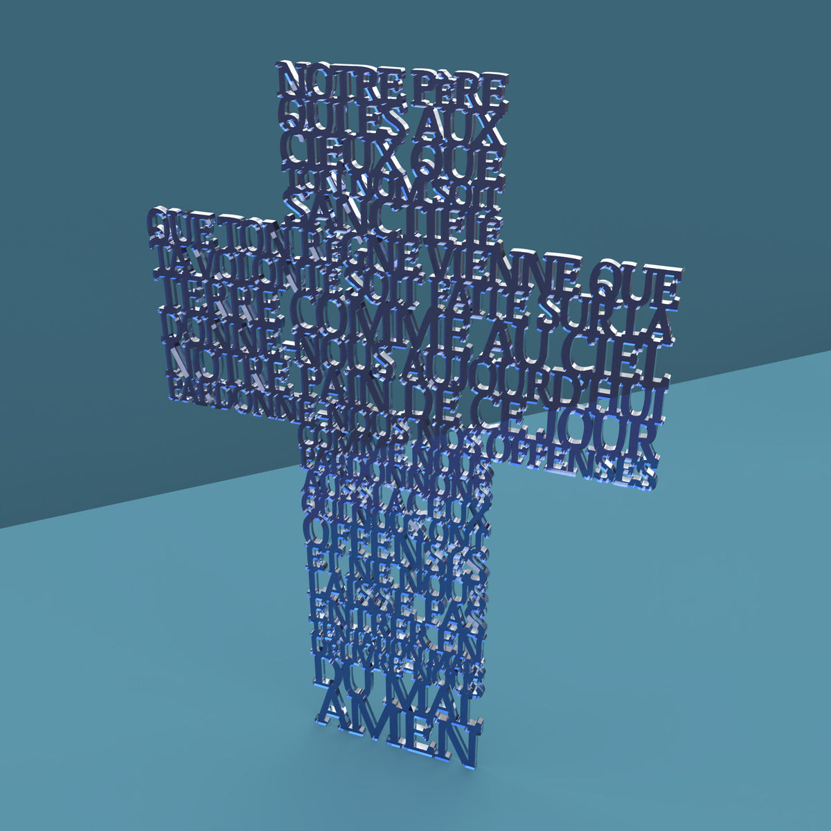 Lord's Prayer Cross in French (Croix Notre Pere) Catholic Version