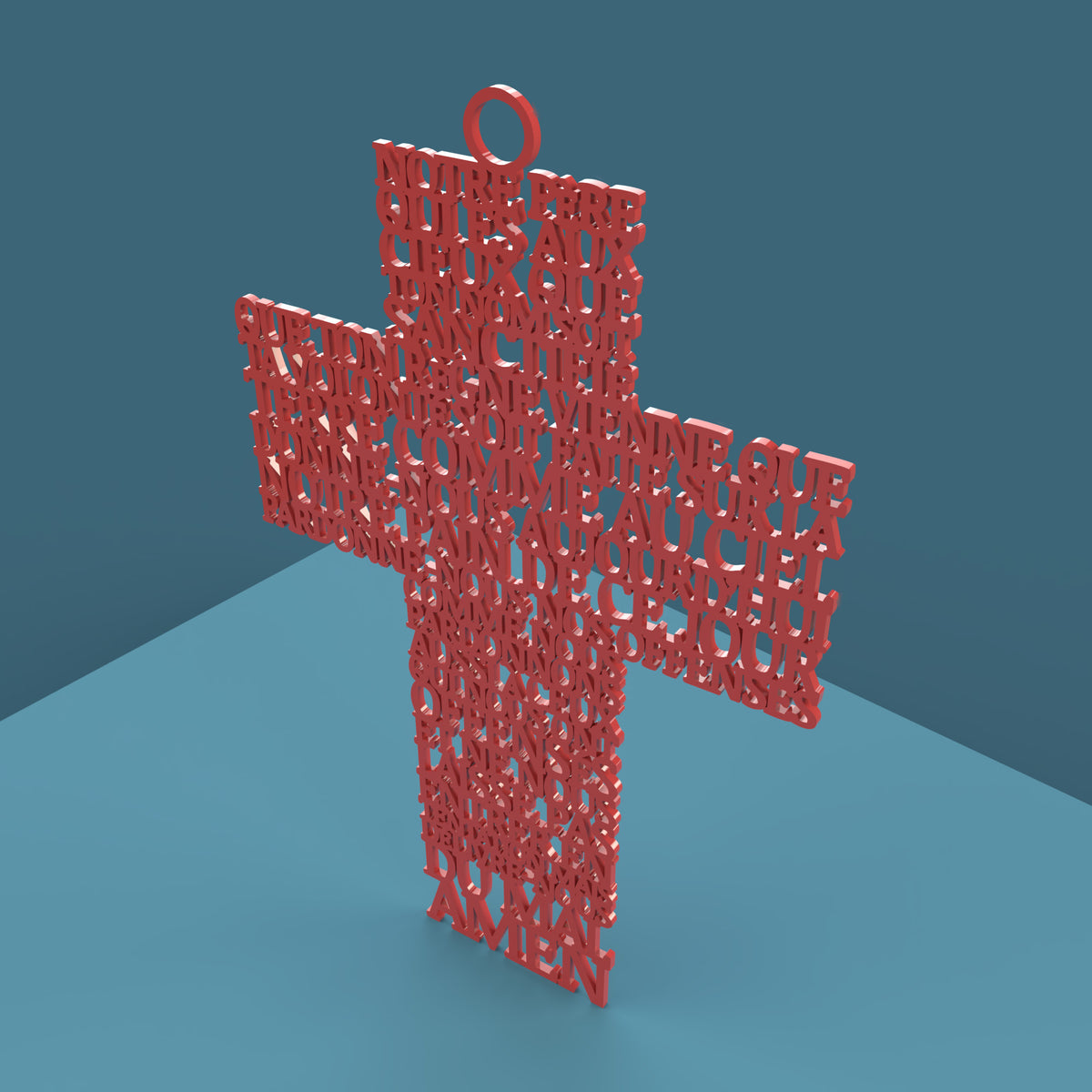 Lord's Prayer Cross in French (Croix Notre Pere) Catholic Version