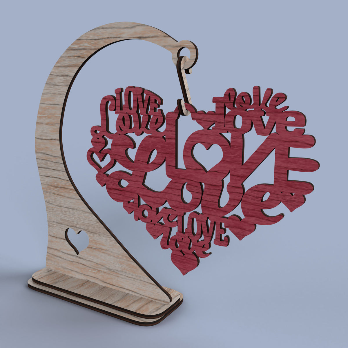 Love Valentine Hanging Heart -Laser Cut File - The X Laser Files