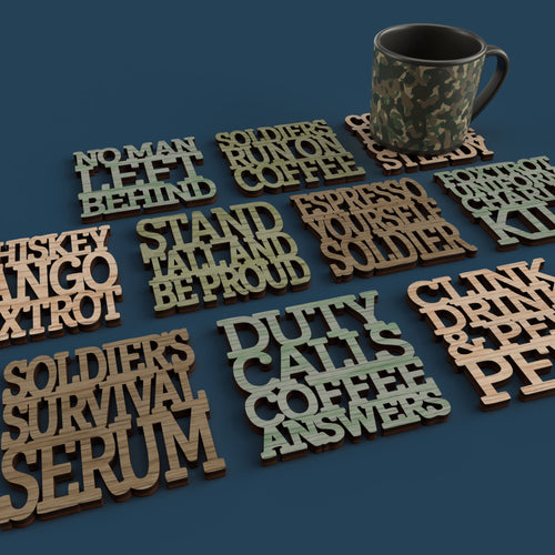 Military Coasters -Laser Cut File - The X Laser Files