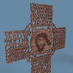 Polish Lord's Prayer Cross with Picture (Ojcze nasz krzyż)