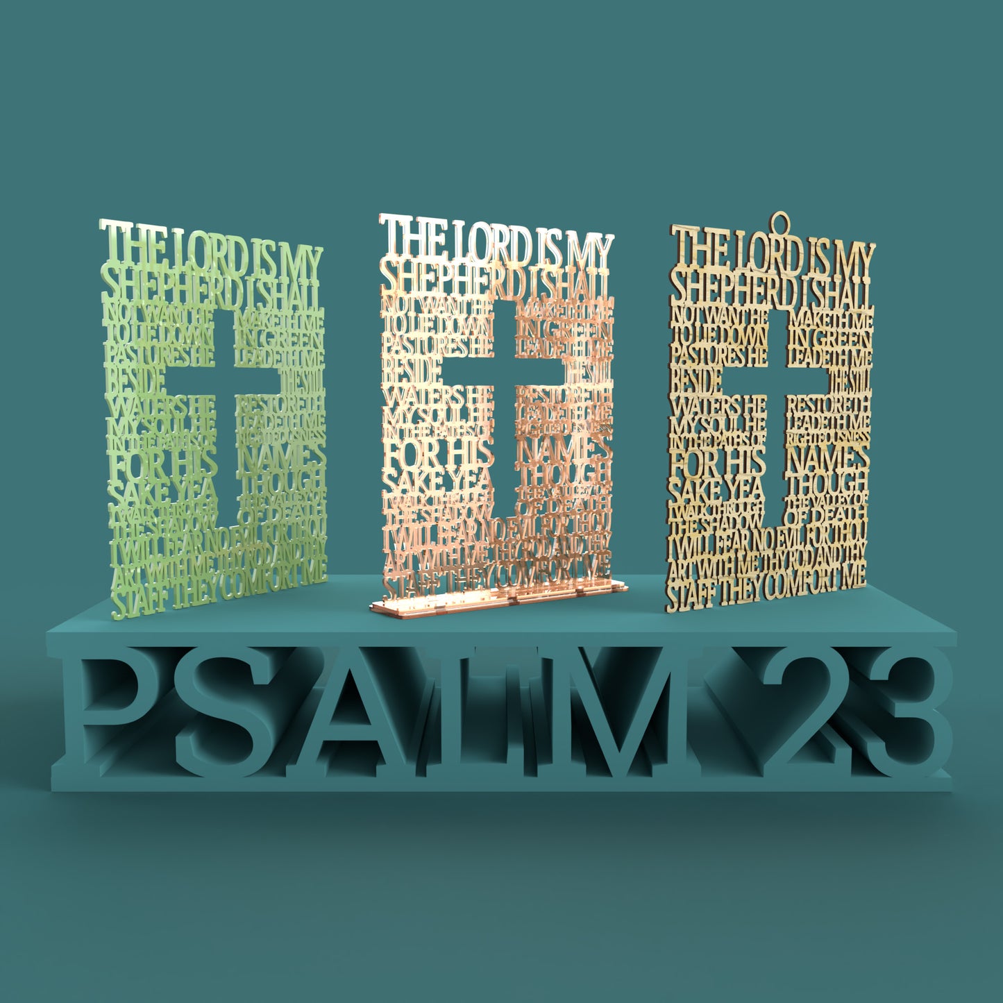 Psalm 23 KJV Square with Cross