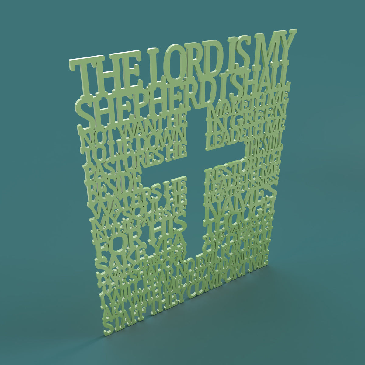 Psalm 23 Square with Cross KJV Version
