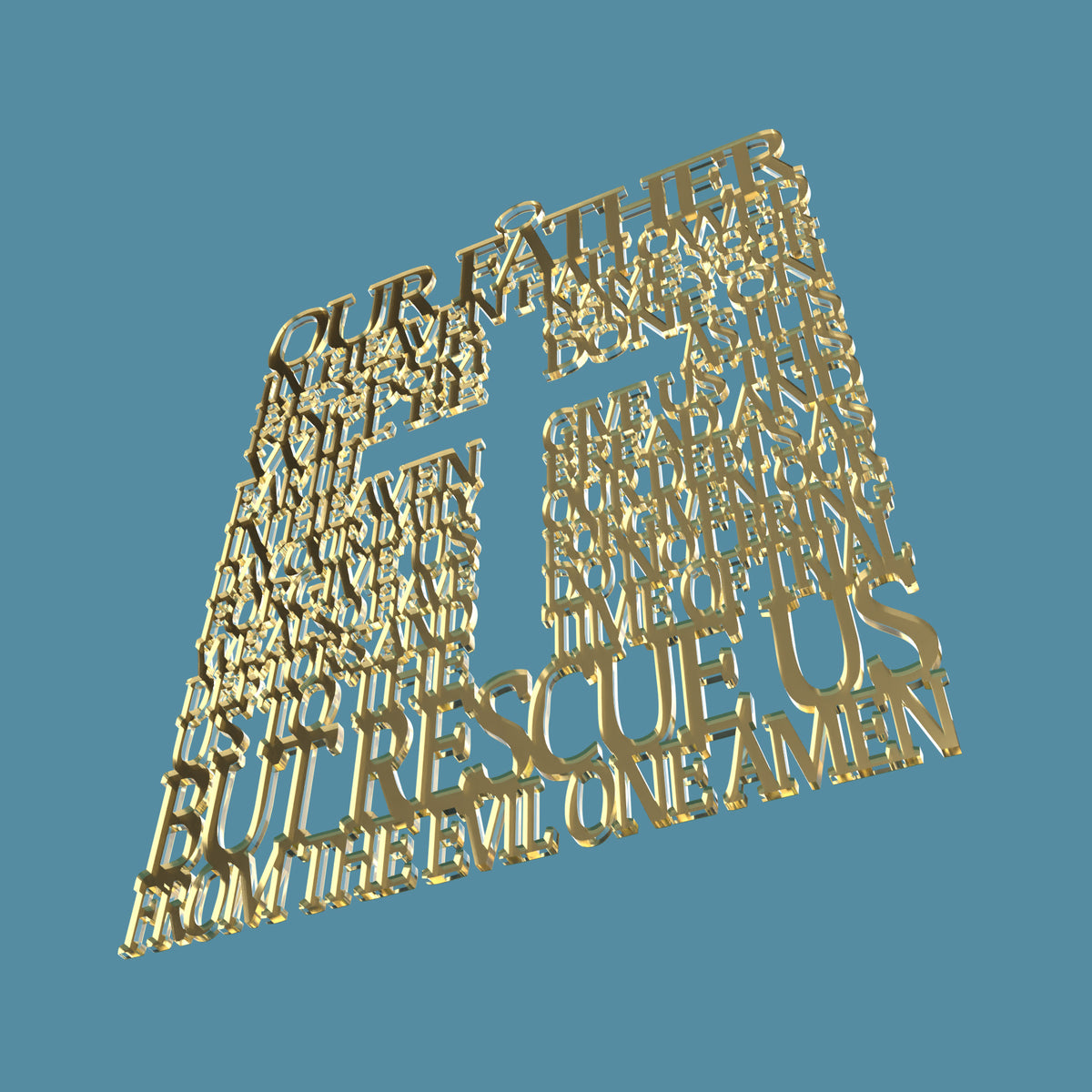 Lord's Prayer (Our Father) Square with Cross Modern Version