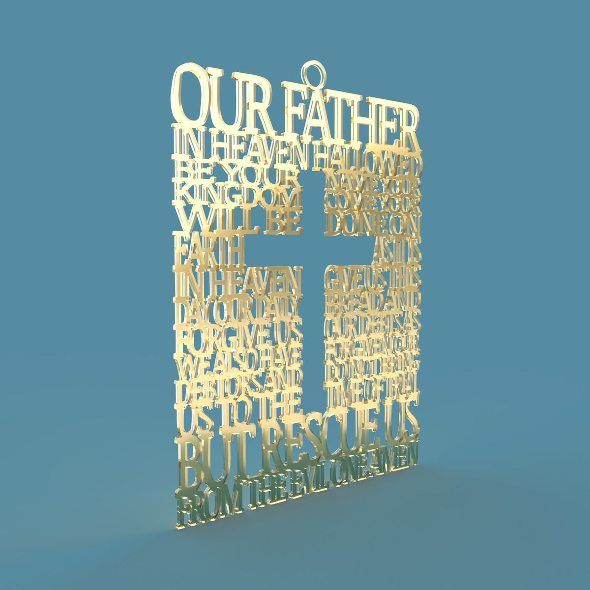 Lord's Prayer (Our Father) Square with Cross Modern Version
