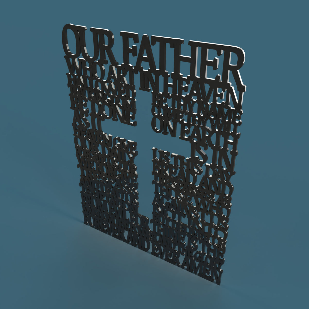 Lord's Prayer (Our Father) Square with Cross Extended Version