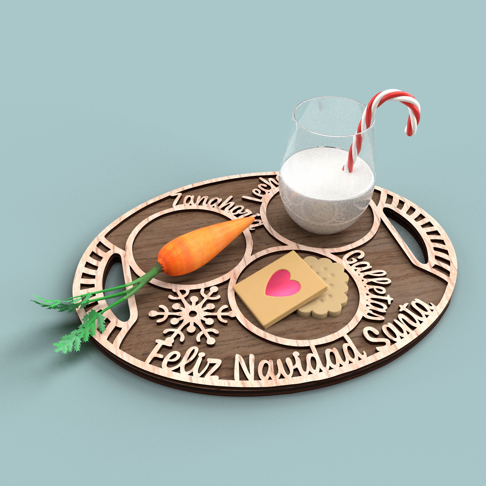 Feliz Navidad Santa Cookie Tray -Laser Cut File - The X Laser Files