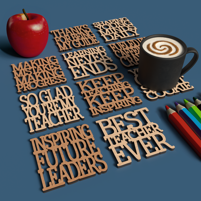 Teacher Coasters 02 -Laser Cut File - The X Laser Files