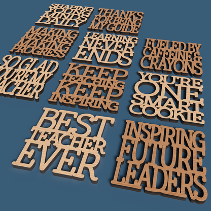 Teacher Coasters 02 -Laser Cut File - The X Laser Files