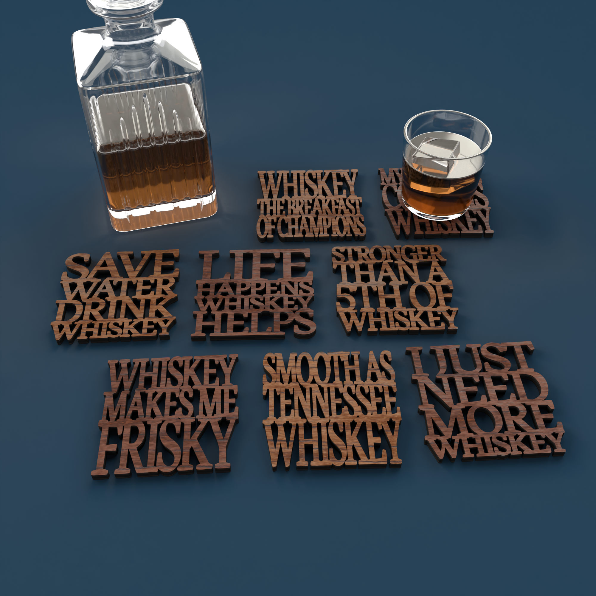 Whiskey Coasters -Laser Cut File - The X Laser Files